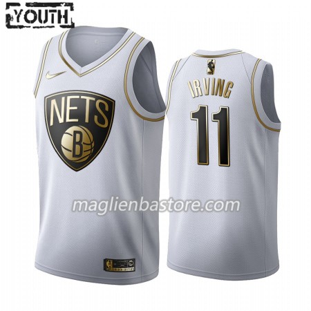 Maglia NBA Brooklyn Nets Kyrie Irving 11 Nike 2019-20 Bianco Golden Edition Swingman - Bambino